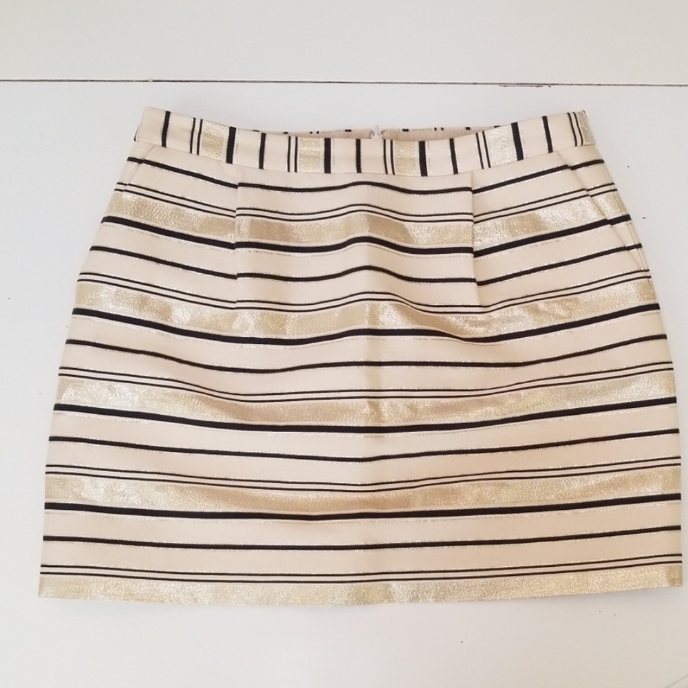 J Crew metallic stripes skirt sz 6
